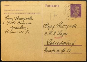 1943 WWII Holocaust Polish postal card to UWZ internment & forced labor camp - Picture 1 of 2