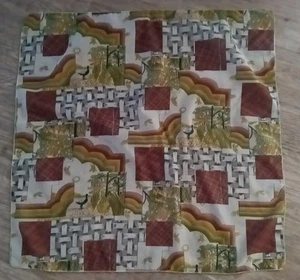 Vintage transparenter Poly Schal mit geometrischen, Vogel, Baum Designs 25" Quadrat - Bild 1 von 2