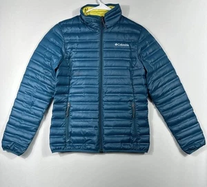 Columbia Jacket Adult M Teal Puffer Down Hiking Outdoors Casual Zip Logo Womens - Picture 1 of 10