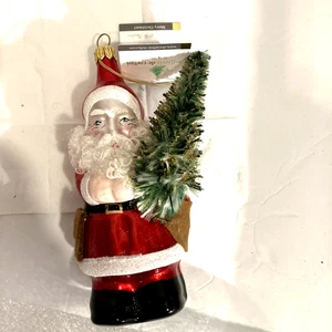 New With Tags Santa Claus Ornament Italy Art Glass Blown - Picture 1 of 9