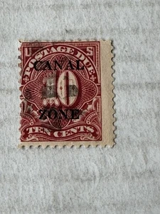 US CANAL ZONE #J3 10c Rose Carmine Misaligned Big Margin Used Stamp - Bild 1 von 8