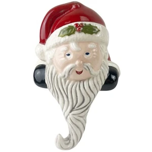Vintage Weihnachtsmann Strumpf Halter Weihnachten Keramik Regal Sitter Bart Haken - Bild 1 von 11
