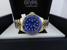 GEVRIL Men's Wall Street Gold-Tone Ion Plating Swiss Automatic Bracelet Watch