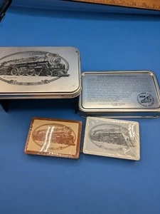 1996 Playing Cards 2 Sealed Decks In Tin 4-6-4 Hudson Type Locomotive Clarcor - Picture 1 of 11