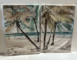Modern 2 Stück Meer Palme Wandbild Ozean Welle Meereslandschaft Bild entspannend - Bild 1 von 4