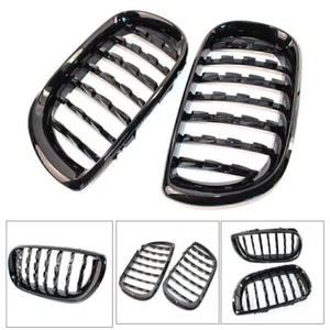 Diamond Metero Front Kidney Grilles Grill For BMW E46 4D 2002-2005 Gloss Black - Picture 1 of 7