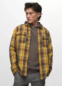 NWT prAna Shirt Westbrook Heavyweight Plaid Flannel Button Up Aspen Size Small - Picture 1 of 4