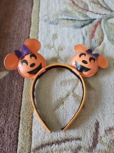 Disney*Mickey Halloween Pumpkin Headband Ears Jack O’ Lantern, New - Picture 1 of 5
