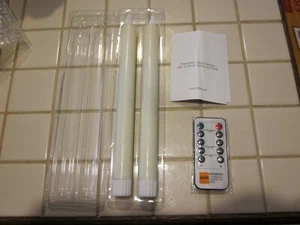 Set of 2, 8" Real Wax Flameless Taper Candles with Moving Wick Ivory Wedding - Picture 1 of 5