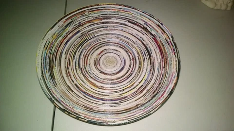 Ten Thousand Villages woven basket bowl made with recycled magazines handcrafted Cover