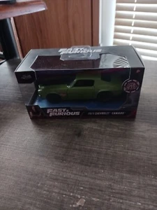 JADA FAST AND FURIOUS MASSSTAB 1:32 1973 CHEVROLET GREEN CAMARO BRANDNEU - Bild 1 von 3