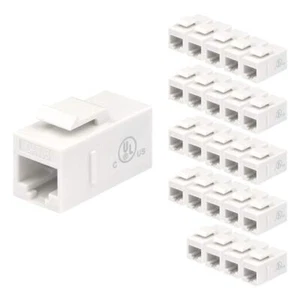 UL Listed 25-Pack RJ45 CAT6 Keystone Coupler Female to Female Insert Coupler ... - Photo 1/8