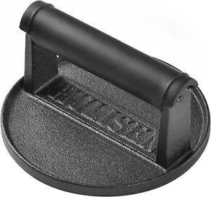 Pre-Seasoned Cast Iron Burger Press, Heavy Duty 6” Burger Smasher for Griddle wi - Picture 1 of 12