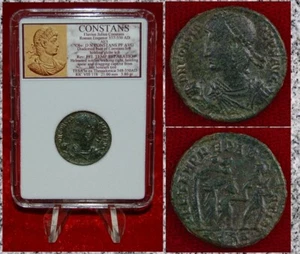 Ancient Roman Empire Coin CONSTANS Roman Dragging Captive Dramatic Coin! - Picture 1 of 4