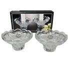 Vintage Crystal Clear Set of 2 Diamond Candle Holders 24% Lead Crystal Old New S