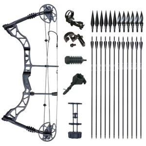 Adjustable 35-70lbs Archery Compound Bow Set Right Handed Arrows Outdoor Hunting - Picture 1 of 25
