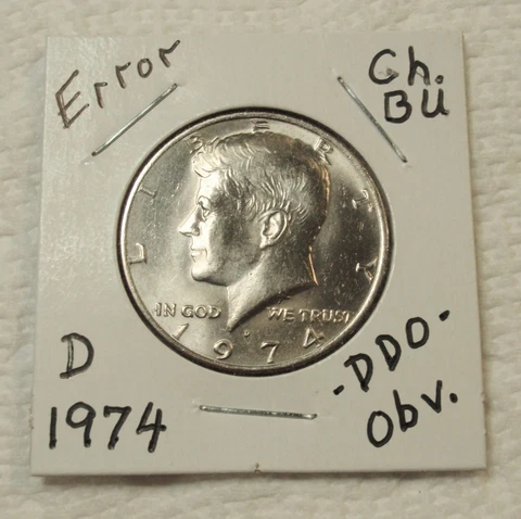 1974D DDO Error Nice Choice BU Kennedy Half Dollar - Doubled RUS in Motto Cover