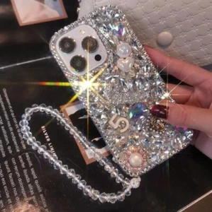 Bling Glitter Case For iPhone 16 Pro Max 15 14 13 12 11 XS XR Love Cover W/Strap - Picture 1 of 14