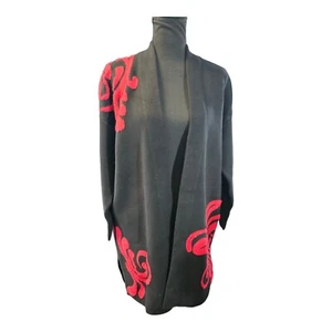 Maglione cardigan donna Chico's rosso/nero motivo dettagli a scorrimento taglia 2 $129 - Foto 1 di 7