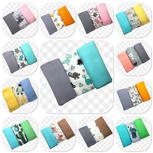 ✅ Confezione da 3 grandi piazze stampate mussola panno bambino riutilizzabili bavaglini salviettine regalo - Foto 1 di 16