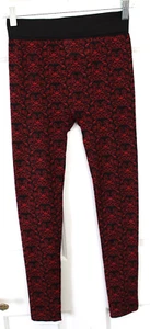 Junior's Women's LEGGINGS Red Black Stretch Elastic Waist Size M/L No Boundaries - Picture 1 of 7