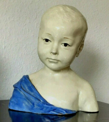 Kinder Büste um 1880, Ceramica Cantagalli Busto di ragazzo in ceramic policroma - Bild 1 von 4