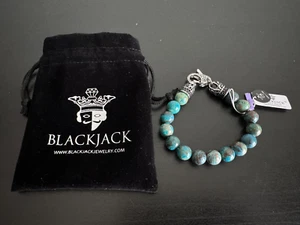 BlackJack Green Apatite Bracelet 10mm Genuine Stainless Steel Bead New $110 - Picture 1 of 4