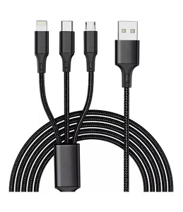 1 New  3 In 1 Micro USB Charging Type-C  Fast Charging Charger Cable for iPhone - Picture 1 of 4