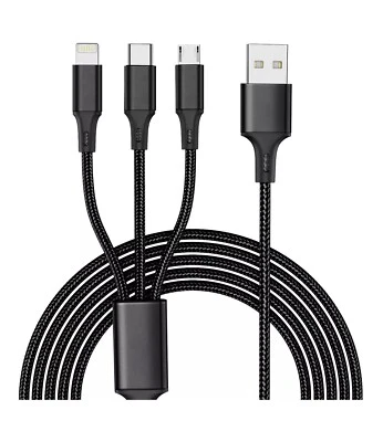 1 New  3 In 1 Micro USB Charging Type-C  Fast Charging Charger Cable for iPhone - Image 1 of 4