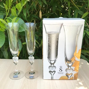 Spiegelau Crystal Heart Champagne Glasses Flutes Set of 2 Made in Germany Boxed - Imagen 1 de 7
