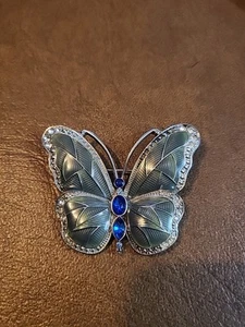 Modeschmuck Schmetterling Brosche blau Strass - Bild 1 von 6