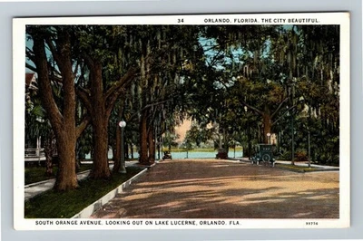 Orlando FL-Florida, So. Postal de colección Orange Avenue Lake Lucerne, coches de época Foto 1 de 2