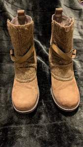 Muk luks Mujer Cinturón Envoltura Media Pantorrilla Tacón Marrón Imitación Gamuza Punto Botín, Talla 9 - Imagen 1 de 4