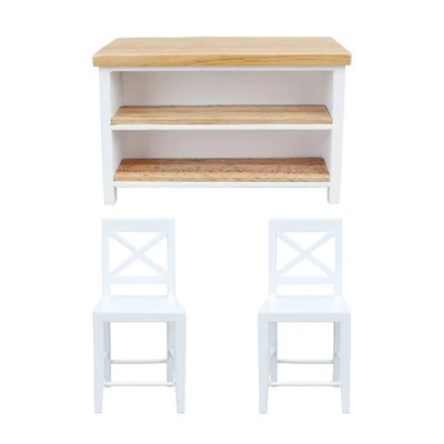 Wooden Cafe Table Chairs Countertop Handcrafted Birches Dollhouses Furniture - Image 1 of 4