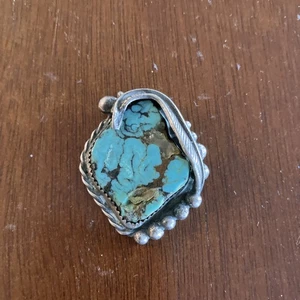 Vintage NAVAJO Sterling Silber TÜRKIS Edelstein Feder Anhänger selten Nachlass - Bild 1 von 6