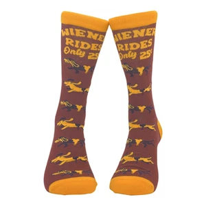 Calcetines para hombre Wiener Rides divertidos Dachshund mascota cachorro dueño novedad calzado - Imagen 1 de 8