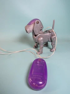 Vintage 90s Robot Dog Wired Remote Control Silver Purple Electronic Toy Puppy - Picture 1 of 12