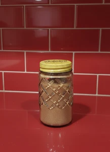 Coctelera de vidrio de azúcar canela dominó vintage sin etiqueta tapa de metal de 4" - Imagen 1 de 7