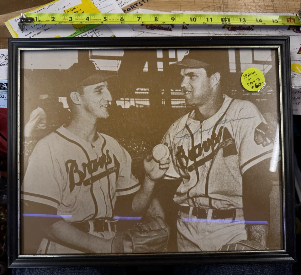 Warren Spahn & Johnny Sain Signed Photo Signed By Johnny Sain In Frame - Image 1 of 1