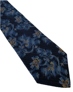 Corbata XMI Platino Seda XL Cuello Patrón Floral Azul Hecha a Mano EE. UU. XLong - Imagen 1 de 5