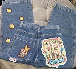 JNCO Jinco Los Angeles W101 Twin Cannon Wide Leg Dark Damen Jeans 32 x 34 Neu - Bild 1 von 15