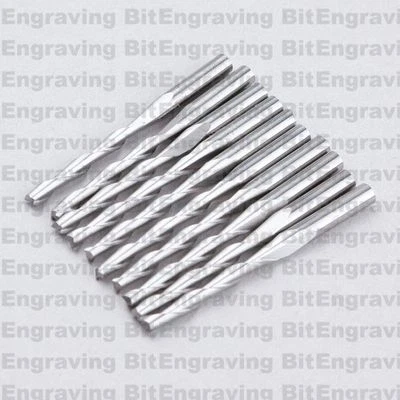 10 x 1/8'' Carbide Two Flute Spiral Bit CED 2.5mm CEL 22mm Router Milling - Image 1 of 3