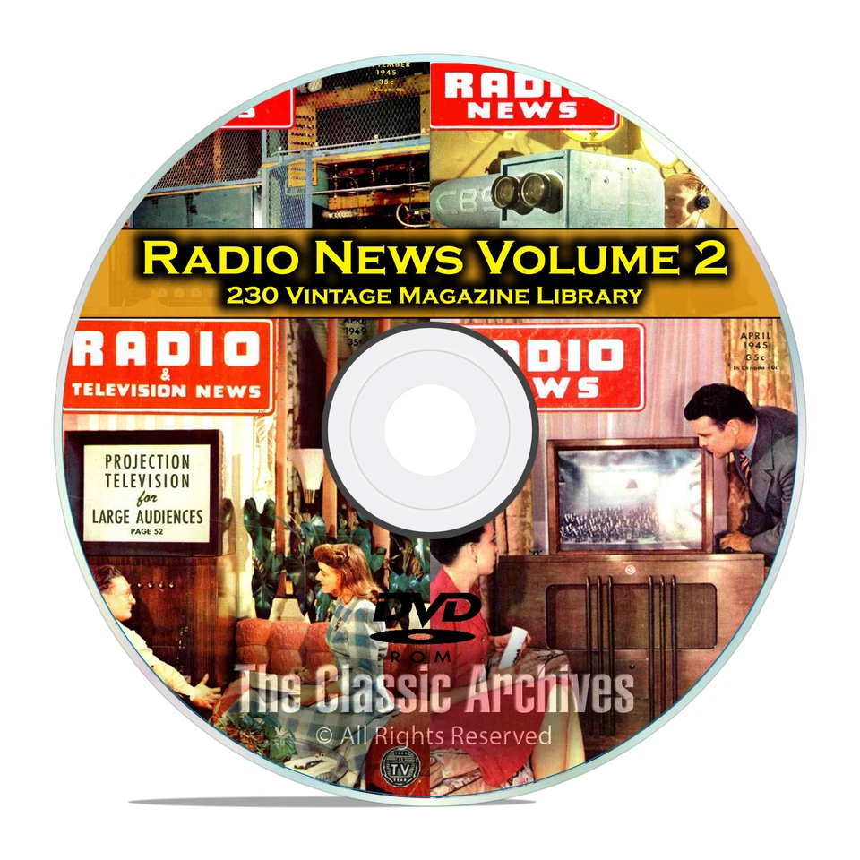 Radio & TV News, Electronics World, Vol 2, 230 Vintage Magazines DVD B83