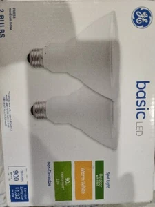 2 GE Basic 90 W Equivalent Warm White PAR38 Med Base LED Outdoor Light Bulbs FS! - Picture 1 of 3