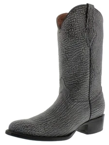 Mens Western Leather Boot Gray Shark Print Round Toe Rodeo Wear Botas Size 11.5 - Picture 1 of 5