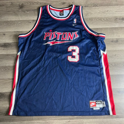 Y2K Nike Team Detroit Pistons Jersey Men's 4XL +2 Big Ben Wallace #3 2004 NBA Cover