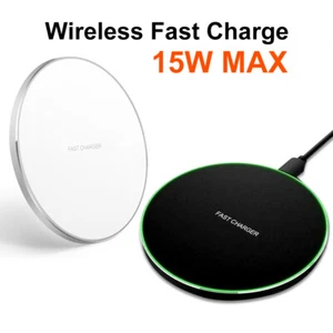 Wireless Fast Charger Charging Pad 15W with Type C Cable For iPhone Samsung - Picture 1 of 15