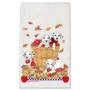 Dalmatian Dog Basket of Apples Kitchen Dish Towel Pet Gift - Picture 1 of 1
