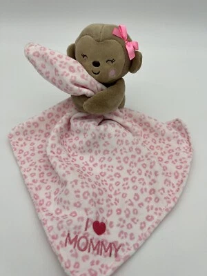 Child Of Mine I Love Mommy Monkey Manta de Seguridad Leopardo Rosa Sonajero Lovey Foto 1 de 4