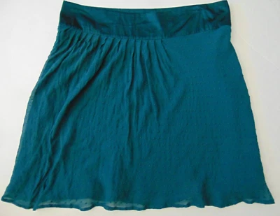 Minifalda Cynthia Rowley verde oscuro 100% seda gasa talla 4 Foto 1 de 4